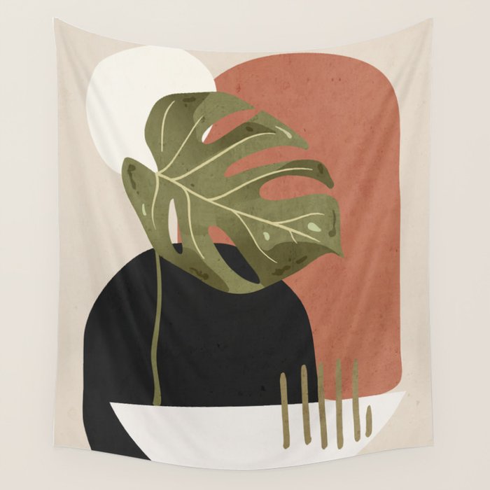 Tropical Leaf- Abstract Art 7 Wall Tapestry Gallery Image 4