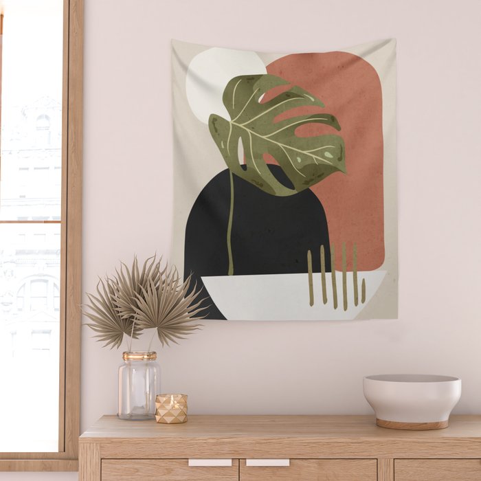 Tropical Leaf- Abstract Art 7 Wall Tapestry Gallery Image 2