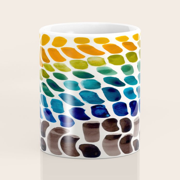 Colorful Rainbow Watercolor Organic Patterns Natural Shapes Playful Art Mid Century Modern Tribal Ar Coffee Mug Gallery Image 4