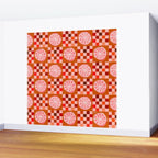 Checkered Sliced Citrus Fruit in Red & Peach Pink Wall Mural Gallery Image 2