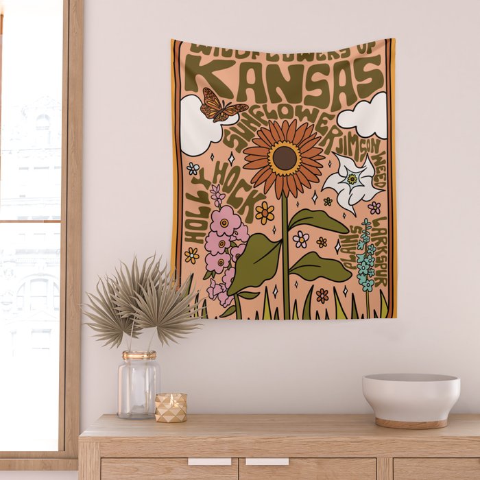 Kansas Wildflowers Wall Tapestry Gallery Image 2