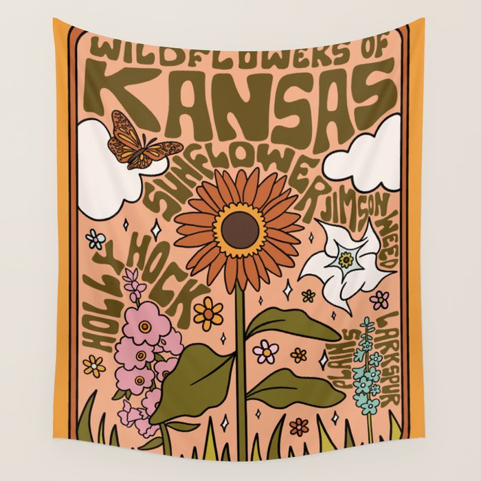 Kansas Wildflowers Wall Tapestry Gallery Image 4