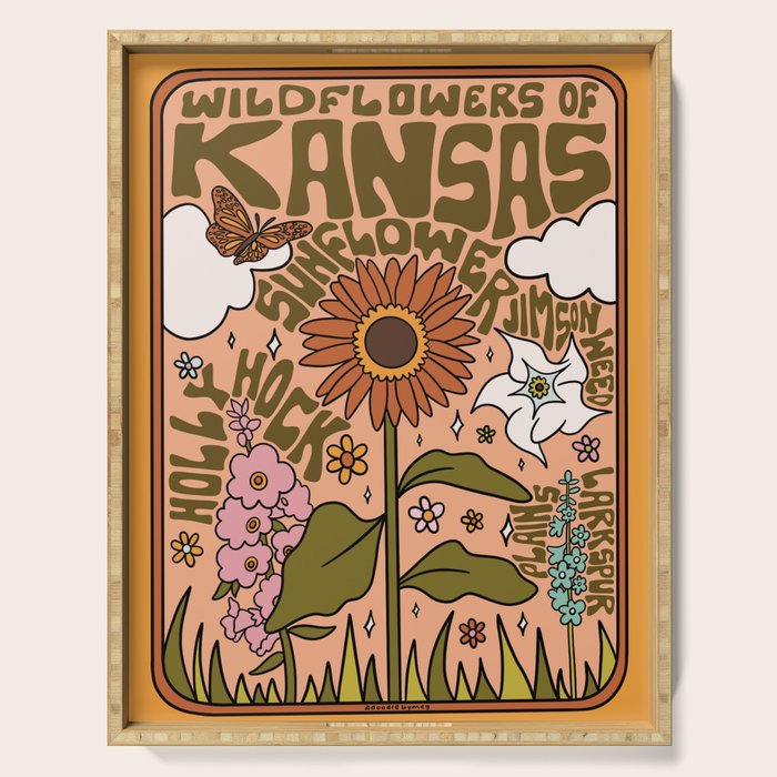 Kansas Wildflowers Serving Tray Gallery Image 1
