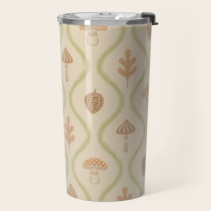 Vintage Pinecone Mushroom Forest Leaves Ogee Travel Mug Gallery Image 2