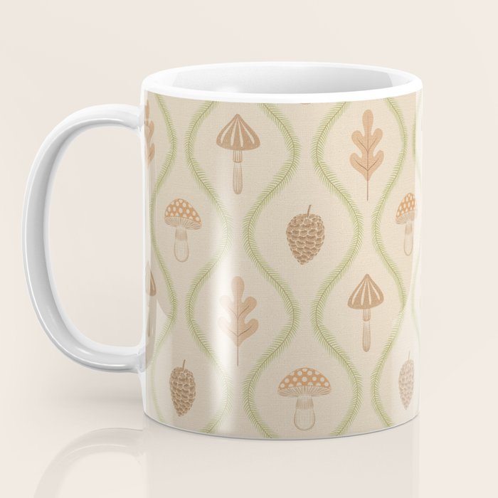 Vintage Pinecone Mushroom Forest Leaves Ogee Coffee Mug Gallery Image 3