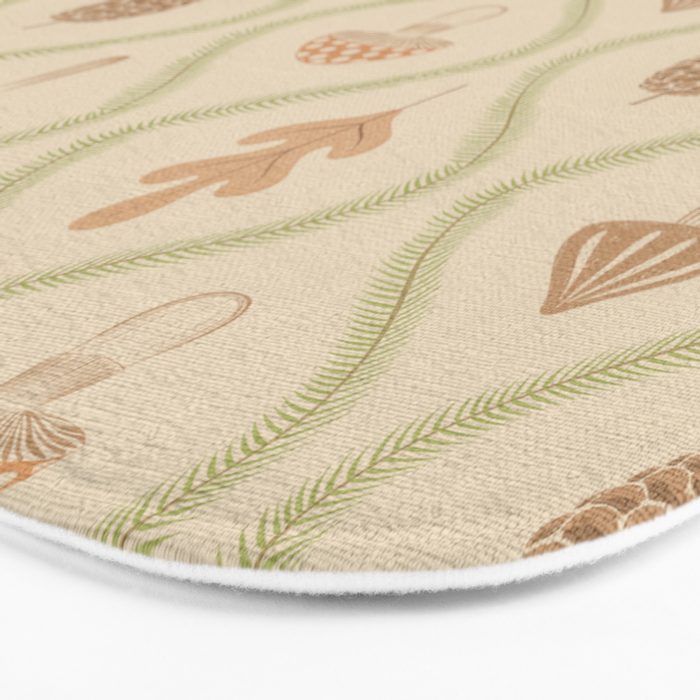Vintage Pinecone Mushroom Forest Leaves Ogee Bath Mat Gallery Image 3