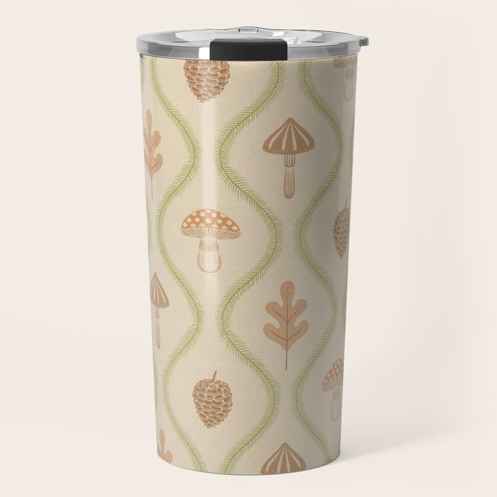 Vintage Pinecone Mushroom Forest Leaves Ogee Travel Mug Gallery Image 1