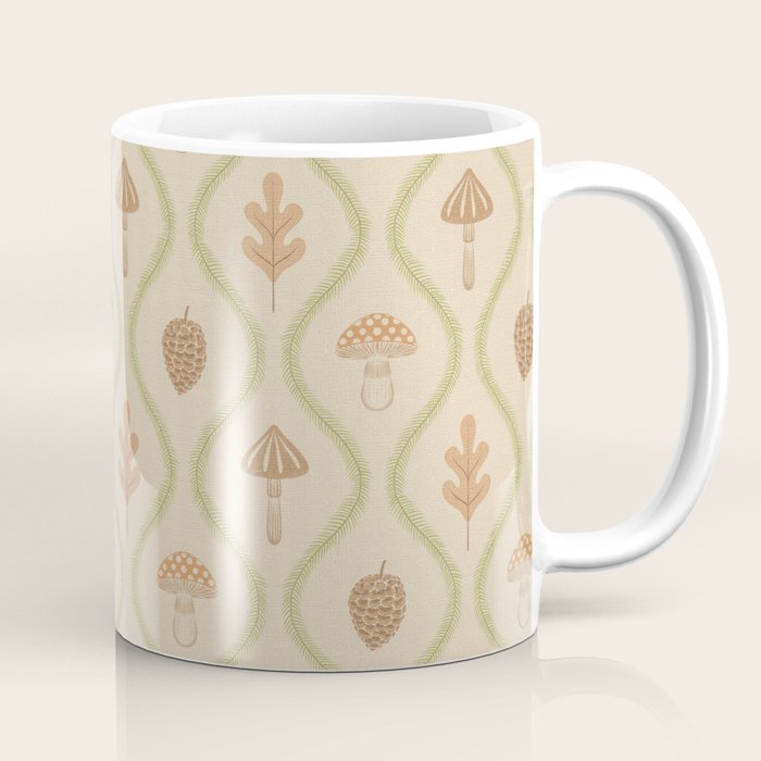 Vintage Pinecone Mushroom Forest Leaves Ogee Coffee Mug Gallery Image 1