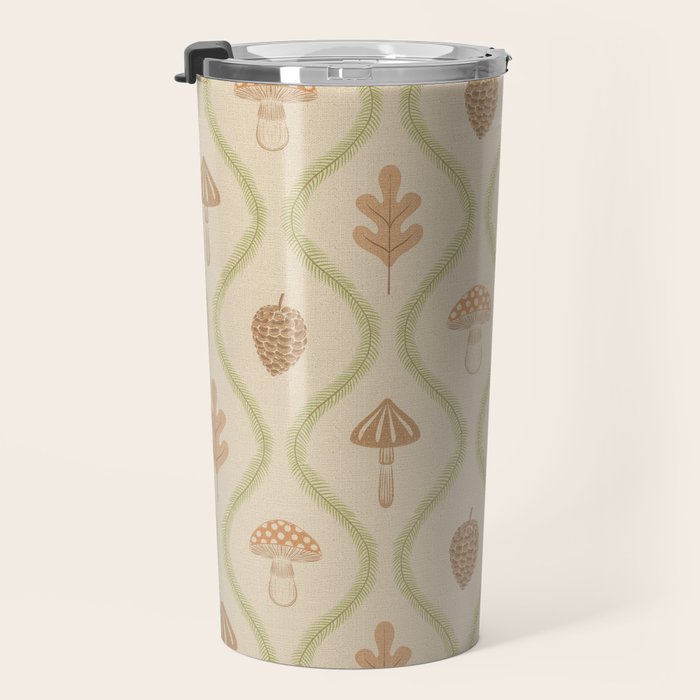 Vintage Pinecone Mushroom Forest Leaves Ogee Travel Mug Gallery Image 3