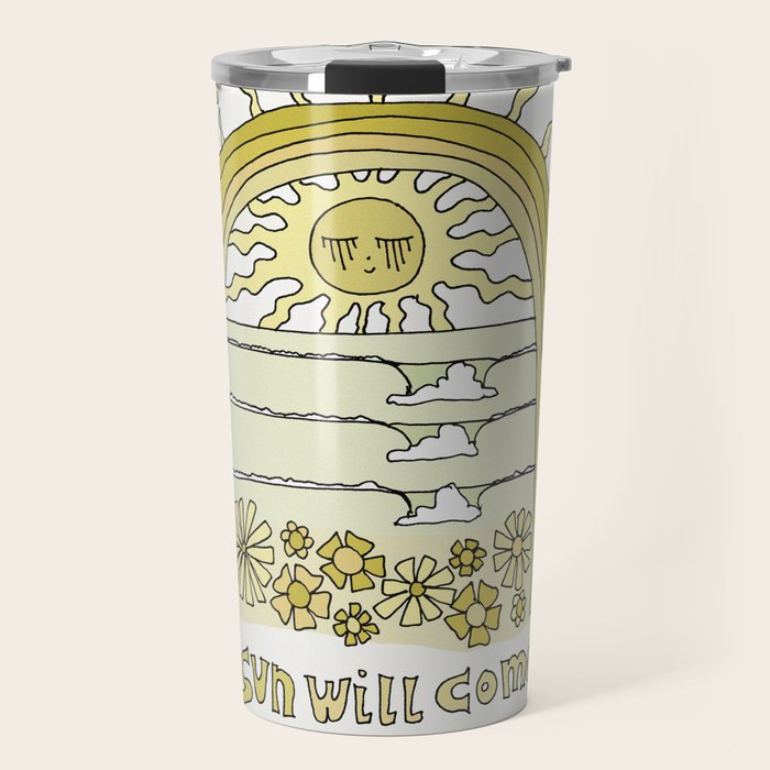 the sun will come up // retro surf art by surfy birdy Travel Mug Gallery Image 1