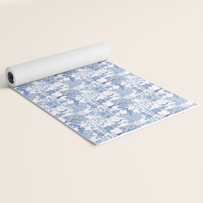 Pagoda Forest Blue and White Yoga Mat Gallery Image 2