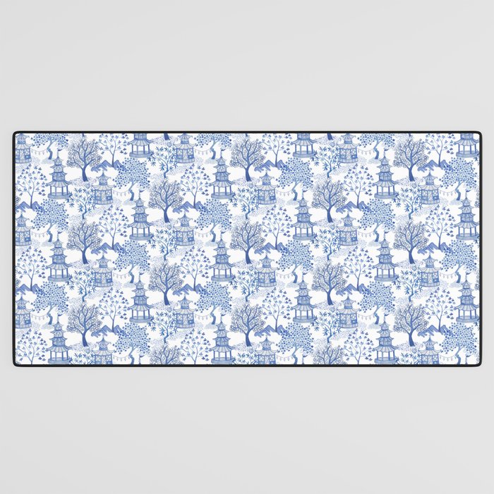 Pagoda Forest Blue and White Desk Mat Gallery Image 3
