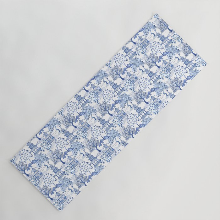 Pagoda Forest Blue and White Yoga Mat Gallery Image 1