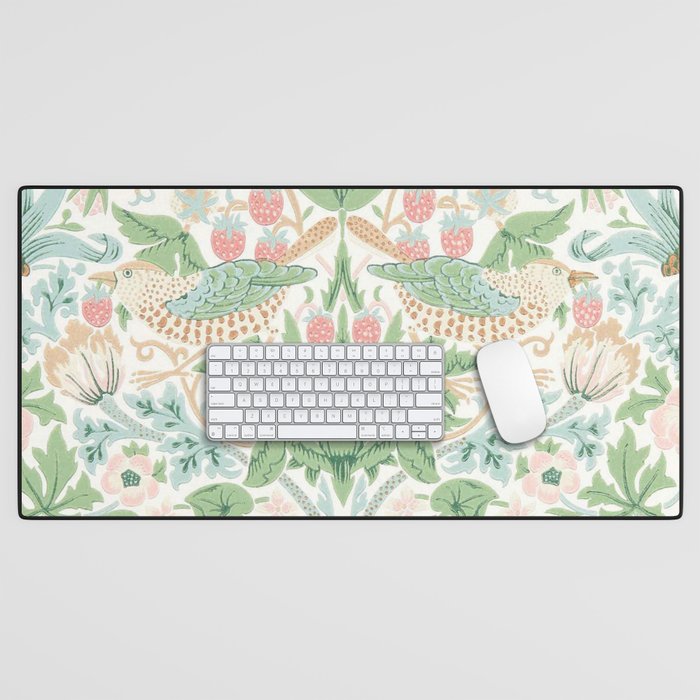 William Morris Strawberry Thief Cochineal Willow Desk Mat Gallery Image 1