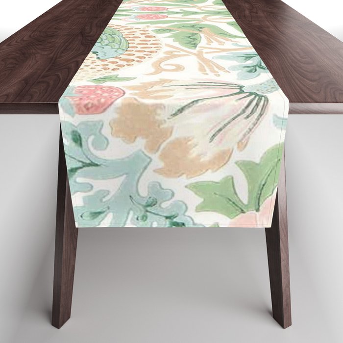 William Morris Strawberry Thief Cochineal Willow Table Runner Gallery Image 1