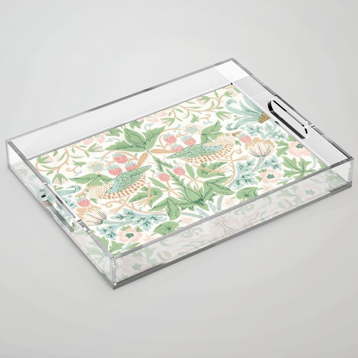William Morris Strawberry Thief Cochineal Willow Acrylic Tray Gallery Image 1