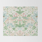William Morris Strawberry Thief Cochineal Willow Throw Blanket Gallery Image 2