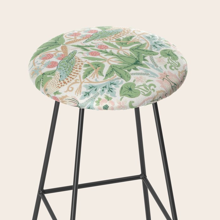 William Morris Strawberry Thief Cochineal Willow Stool Gallery Image 2