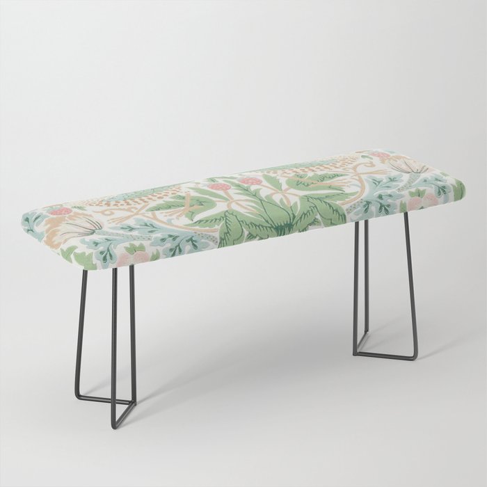 William Morris Strawberry Thief Cochineal Willow Bench Gallery Image 1