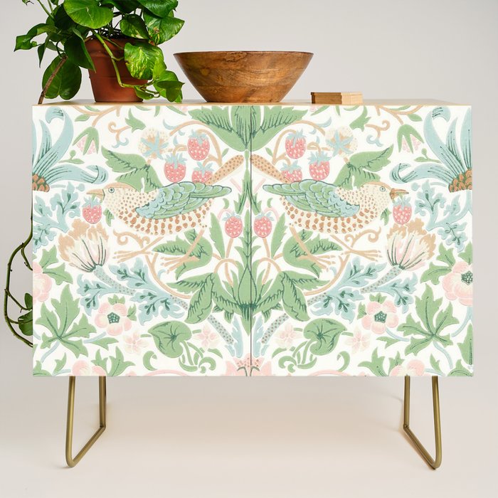 William Morris Strawberry Thief Cochineal Willow Credenza Gallery Image 1