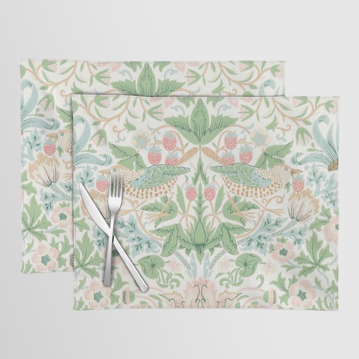 William Morris Strawberry Thief Cochineal Willow Placemat Gallery Image 1