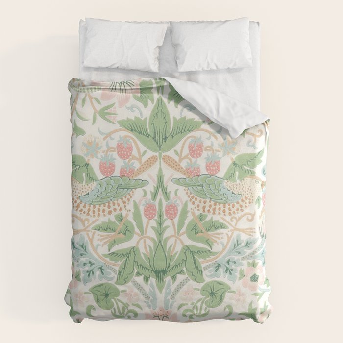 William Morris Strawberry Thief Cochineal Willow Duvet Cover Gallery Image 6