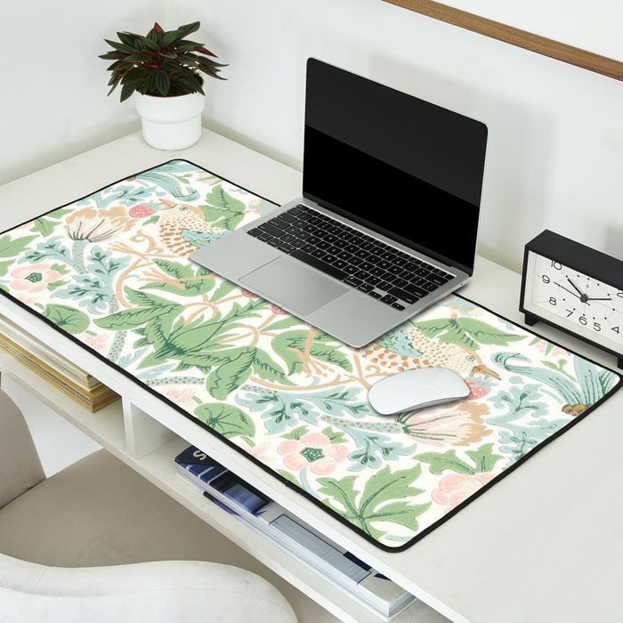 William Morris Strawberry Thief Cochineal Willow Desk Mat Gallery Image 2