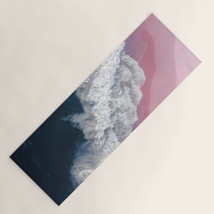 Pink Shoreline - Aerial Ocean Photography Print Yoga Mat Gallery Image 1