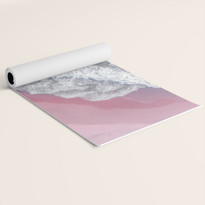 Pink Shoreline - Aerial Ocean Photography Print Yoga Mat Gallery Image 2