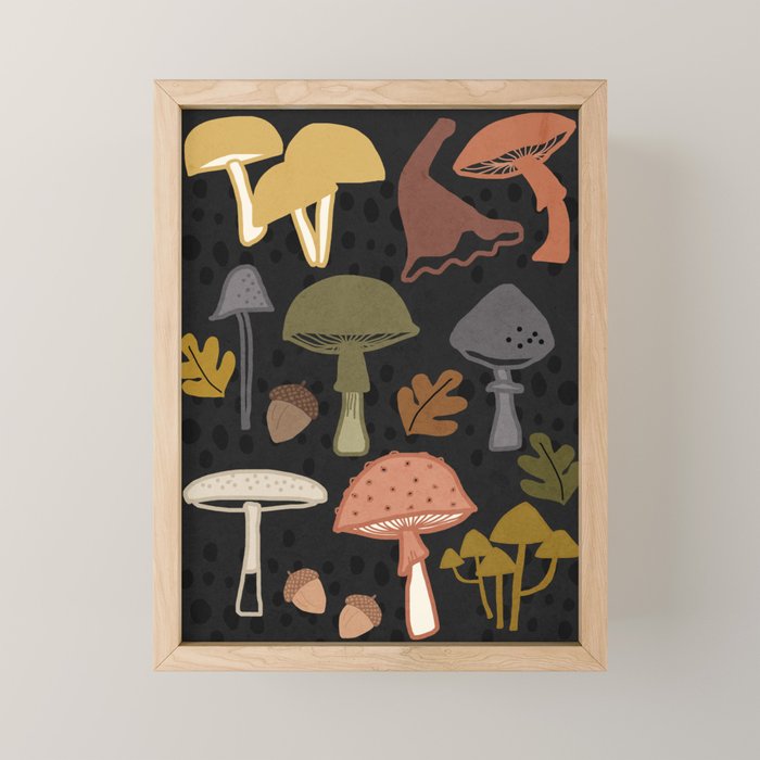 Wild Mushrooms - night Mini Art Print Gallery Image 1