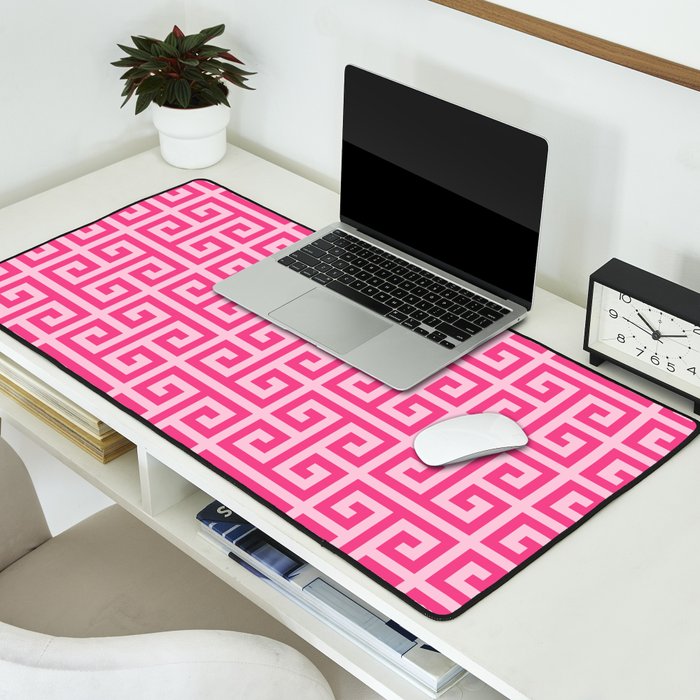 Girly Pink Large Greek Key Pattern Comforters Desk Mat Gallery Image 2