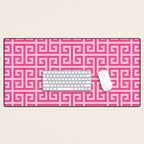 Girly Pink Large Greek Key Pattern Comforters Desk Mat Gallery Image 1