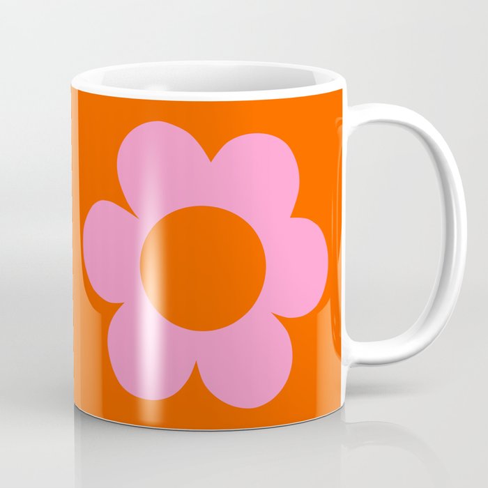 La Fleur | 01 - Retro Floral Print Orange And Pink Aesthetic Preppy Modern Abstract Flower Coffee Mug Gallery Image 1