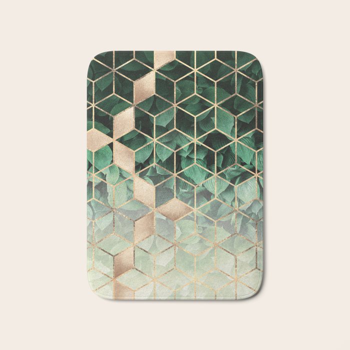 Leaves And Cubes Bath Mat Gallery Image 1