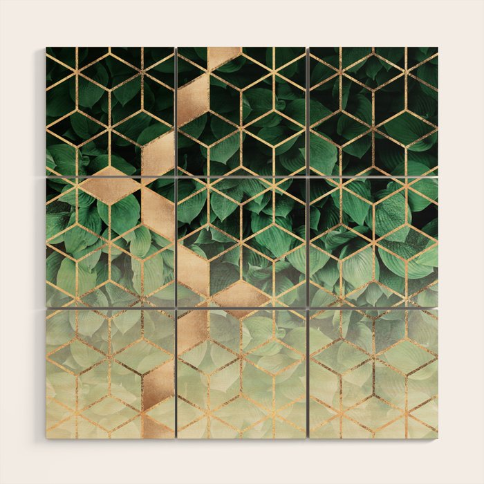 Leaves And Cubes Wood Wall Art Gallery Image 1