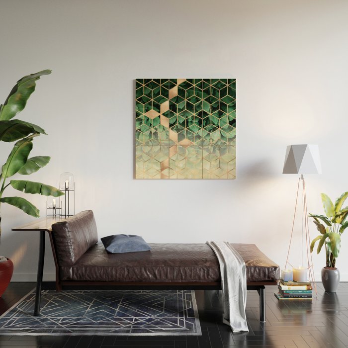 Leaves And Cubes Wood Wall Art Gallery Image 2