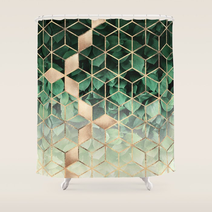 Leaves And Cubes Shower Curtain Gallery Image 1