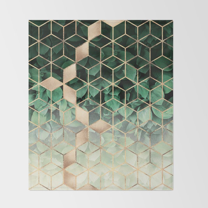 Leaves And Cubes Throw Blanket Gallery Image 2