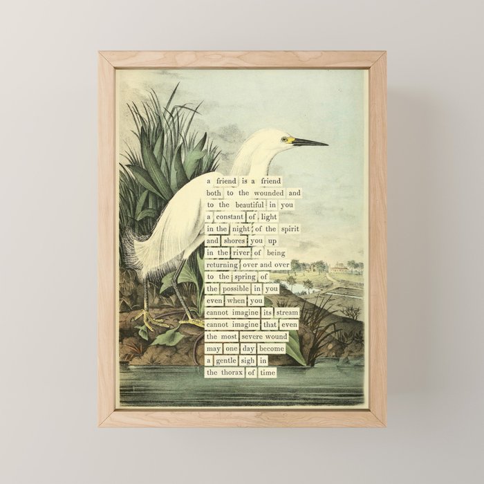 Snowy Heron Divination from # An Almanac of Birds # Divinations for Uncertain Days Mini Art Print Gallery Image 1