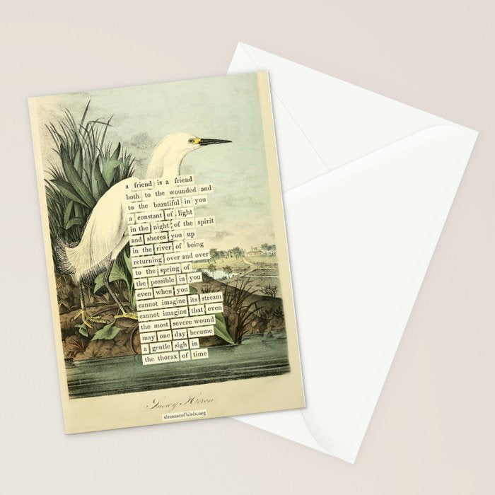 Snowy Heron Divination from # An Almanac of Birds # Divinations for Uncertain Days Stationery Card Gallery Image 2