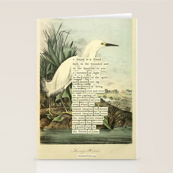 Snowy Heron Divination From # An Almanac Of Birds # Divinations For Uncertain Days Stationery Card