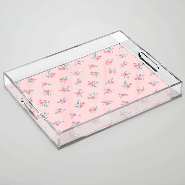 Vintage Cherry Blossom Bouquets Acrylic Tray Gallery Image 1