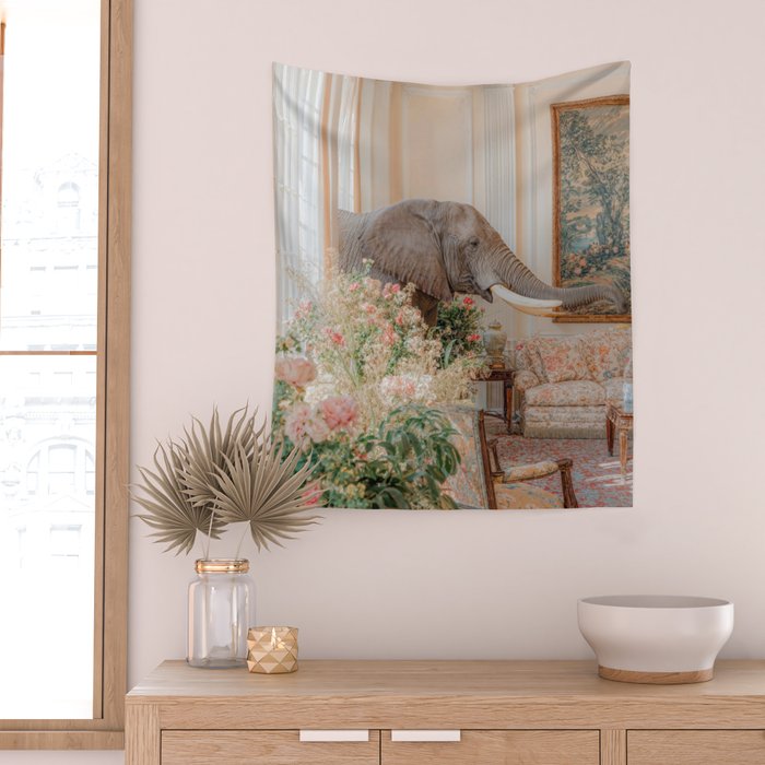 Wildlife Wall Art Elephant maximalist Flower Poster luxurious living Room Decor Renaissance Print Wall Tapestry Gallery Image 2