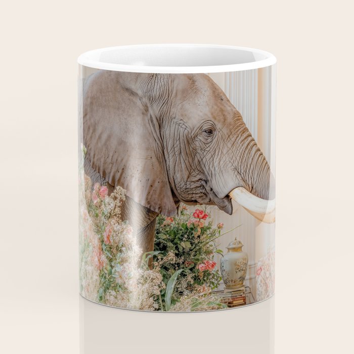 Wildlife Wall Art Elephant maximalist Flower Poster luxurious living Room Decor Renaissance Print Coffee Mug Gallery Image 4