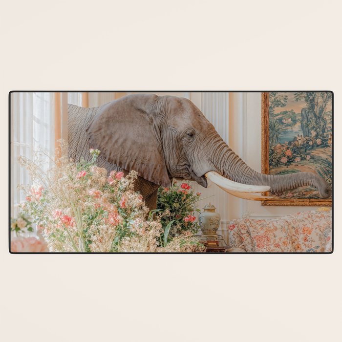 Wildlife Wall Art Elephant maximalist Flower Poster luxurious living Room Decor Renaissance Print Desk Mat Gallery Image 3