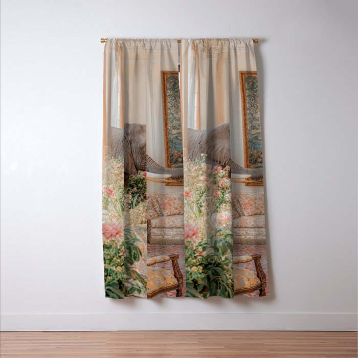Wildlife Wall Art Elephant maximalist Flower Poster luxurious living Room Decor Renaissance Print Window Curtain Gallery Image 3