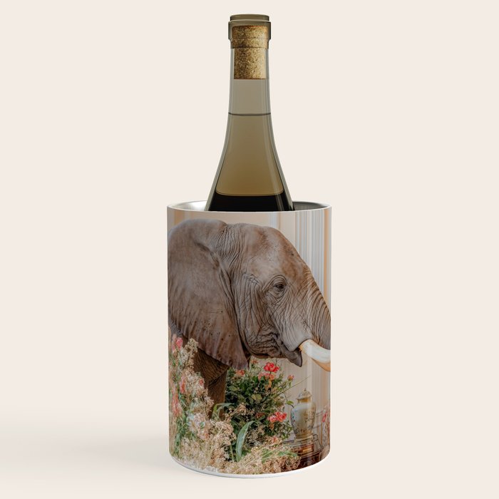 Wildlife Wall Art Elephant maximalist Flower Poster luxurious living Room Decor Renaissance Print Wine Chiller Gallery Image 1