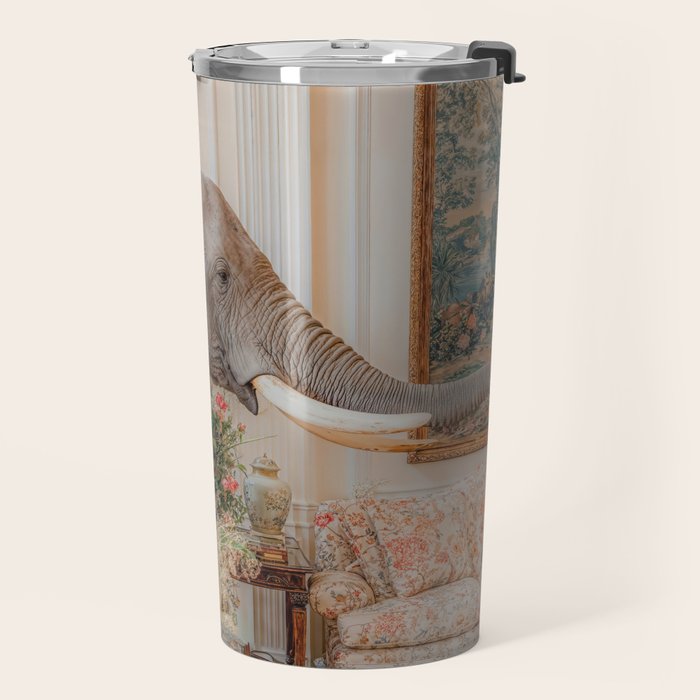 Wildlife Wall Art Elephant maximalist Flower Poster luxurious living Room Decor Renaissance Print Travel Mug Gallery Image 2