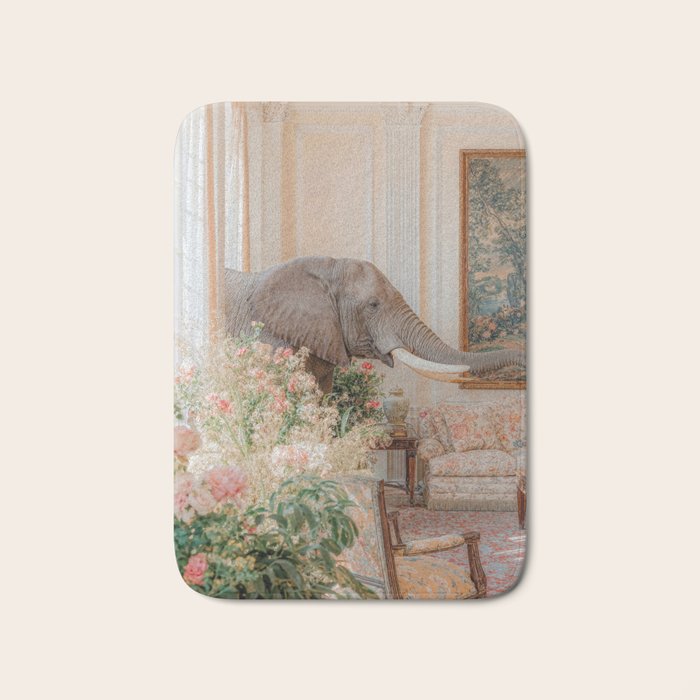 Wildlife Wall Art Elephant maximalist Flower Poster luxurious living Room Decor Renaissance Print Bath Mat Gallery Image 1