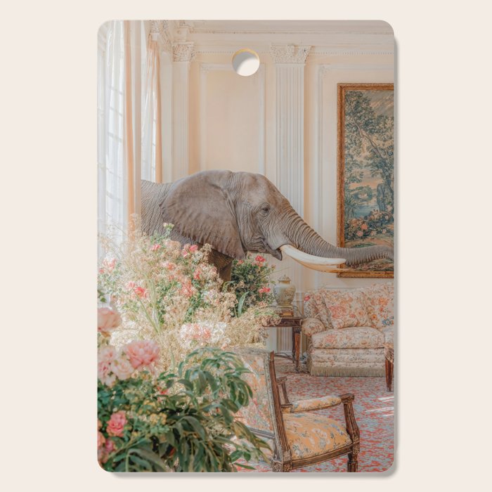 Wildlife Wall Art Elephant maximalist Flower Poster luxurious living Room Decor Renaissance Print Cutting Board Gallery Image 1
